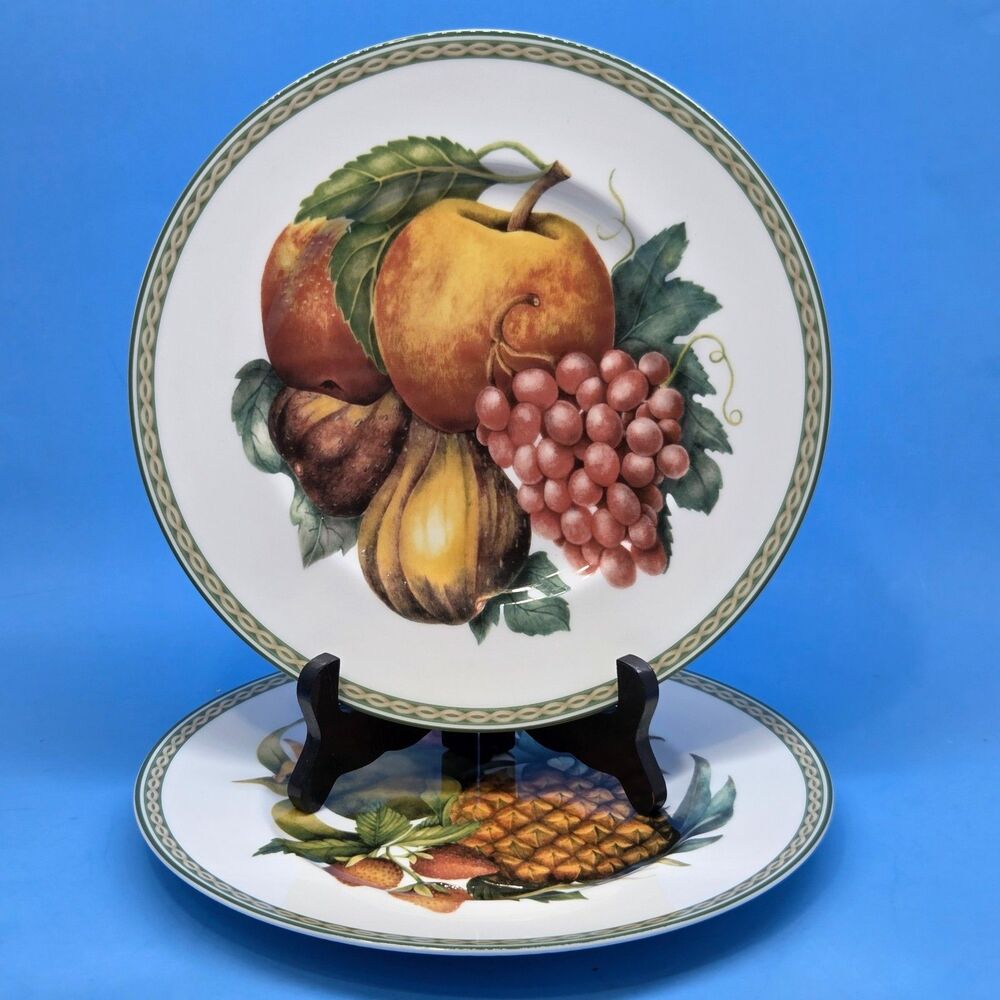 Fitz And Floyd "BELLE CLASSIQUE" 9 1/4" Pineapple And 9 1/4" Grapes Fruit Plates